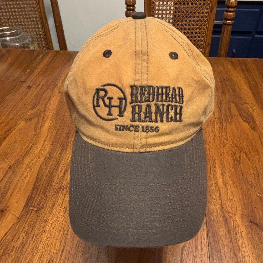 Baseball Cap Tan Brown RedHead Ranch Embroidered Logo Adjustable Strap Hat